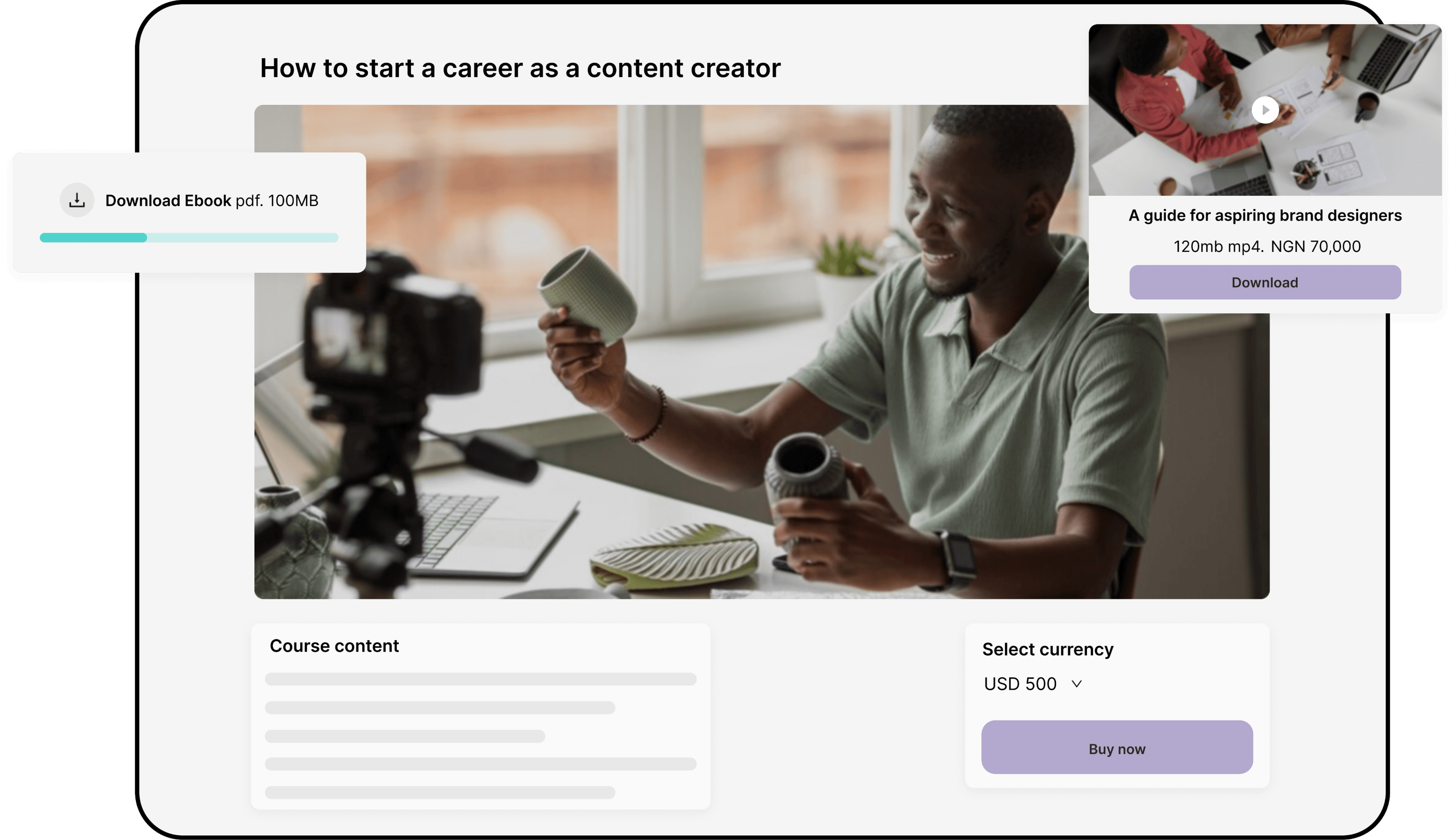 Platform to sell digital products online including ebooks and courses